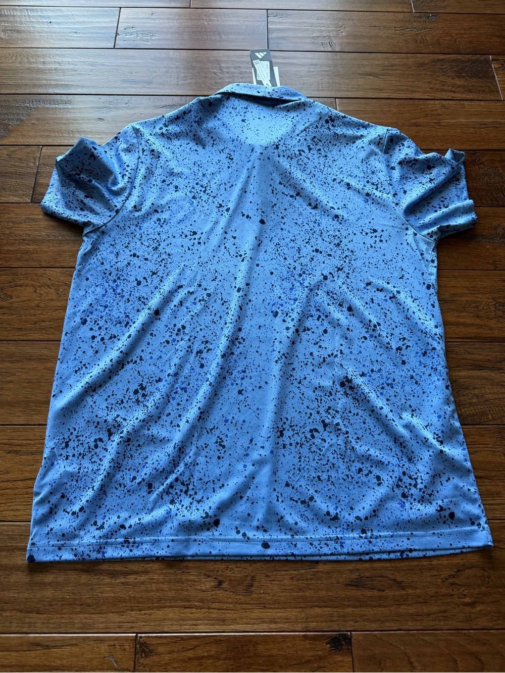 adidas Men’s Blue Polo with Black Splatter Print - Picture 5 of 7